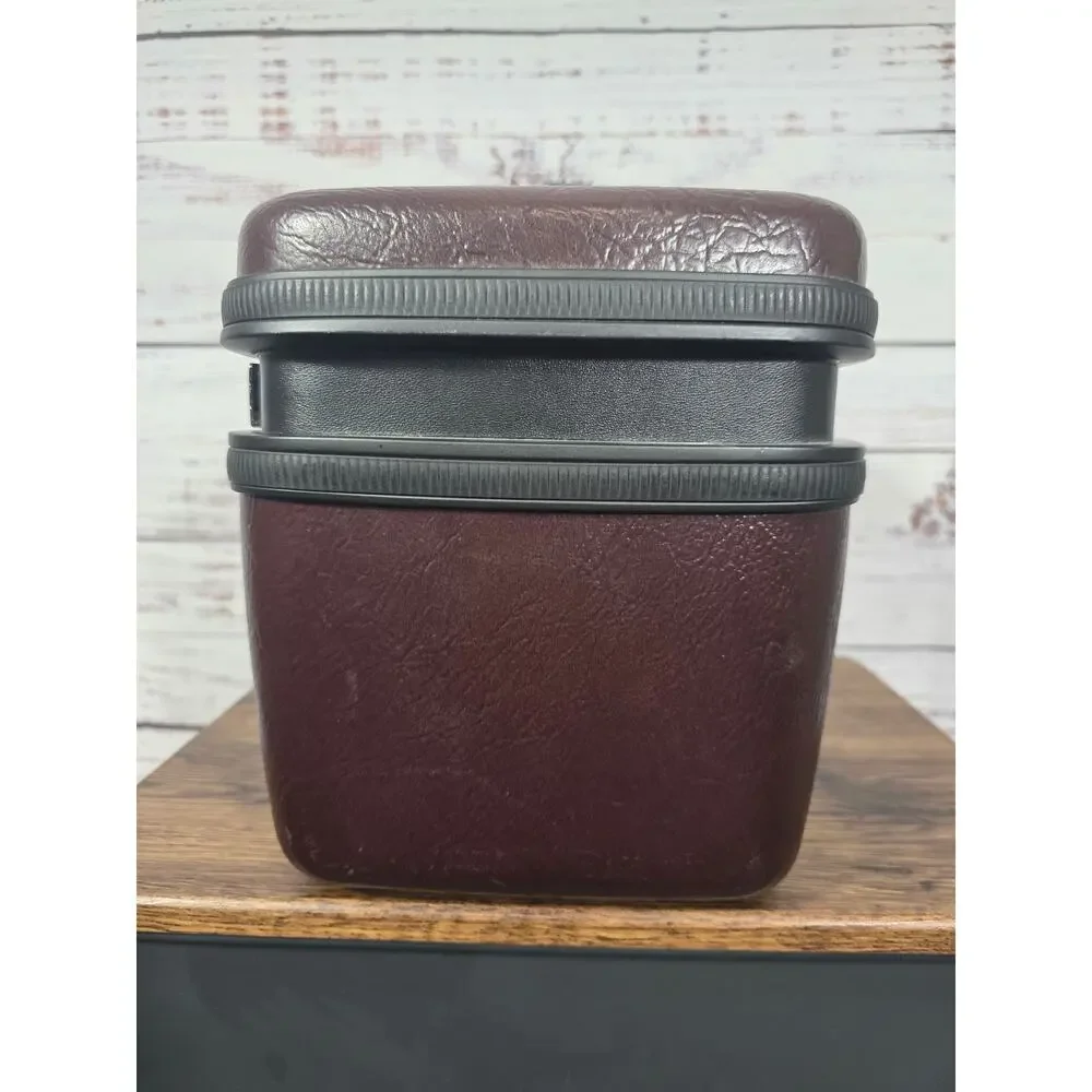 VTG Samsonite Hard Silhouette Brown Faux Leather Locking Luggage w/Mirror Key
